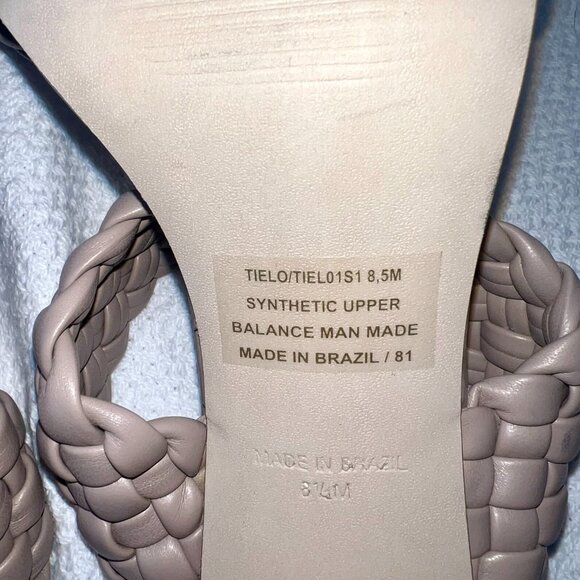 NEW Steve Madden Tielo Taupe Slide Sandals Size 8.5, Braided Straps, Party Heels - Picture 4 of 5